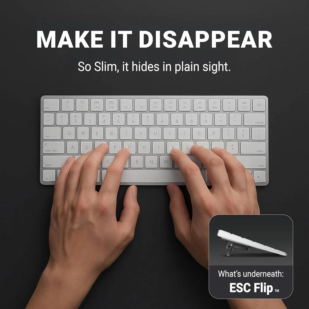 ESC Flip Keyboard Stand 3 Adjustable Angles Ergonomic Riser for Flat Keyboards